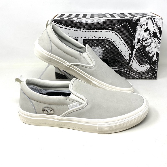 VANS Skate Slip On Public Grey White Low Top Suede Women’s Sneakers VN0A5FCA9CZ - Picture 8 of 11